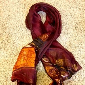 Red shawl with designs